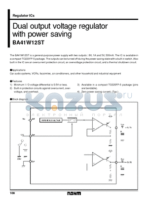 BA41W12ST datasheet - Dual output voltage regulator with power saving