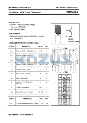BU2508AX datasheet - isc Silicon NPN Power Transistor