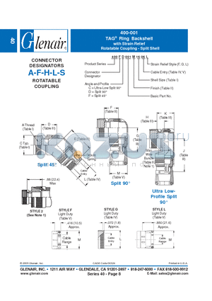 400FF001M28 datasheet - TAG Ring Backshell with Strain Relief