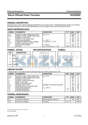 BU2520DX datasheet - Silicon Diffused Power Transistor