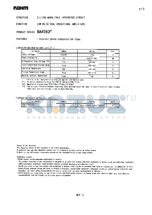 BA4560F datasheet - LOW NOISE DUAL OPERATIONAL AMPLIFIERS