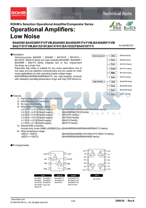 BA4560FV datasheet - Operational Amplifiers: Low Noise