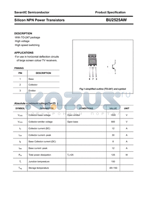 BU2525AW datasheet - Silicon NPN Power Transistors
