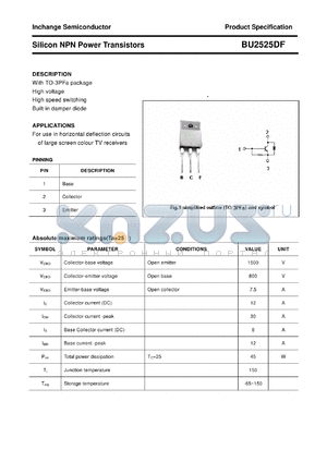 BU2525DF datasheet - Silicon NPN Power Transistors