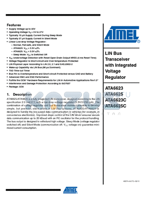 ATA6625C datasheet - Linear Low-drop Voltage Regulator