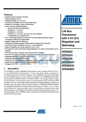 ATA6624C datasheet - Typically 10 lA Supply Current During Sleep Mode