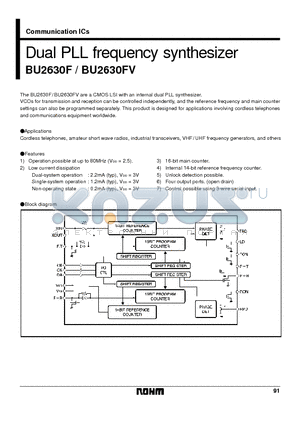 BU2630F datasheet - Dual PLL frequency synthesizer