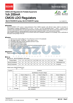 BU26TA2WHFV datasheet - 1ch 200mA CMOS LDO Regulators