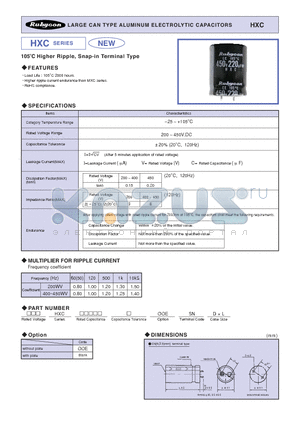 400HXC39020SN22 datasheet - LARGE CAN TYPE ALUMINUM ELECTROLYTIC CAPACITORS