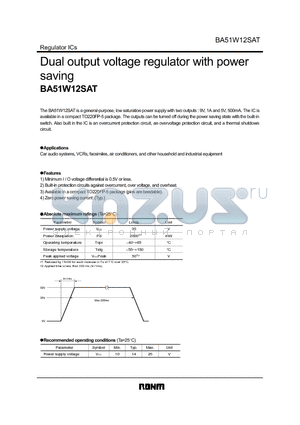 BA51W12 datasheet - Dual output voltage regulator with power saving