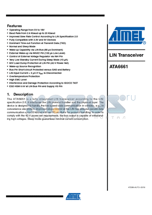 ATA6661-TAPY datasheet - LIN Transceiver