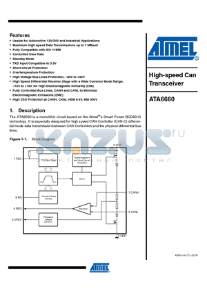 ATA6660-TAQY datasheet - High-speed Can Transceiver