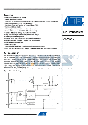 ATA6662_09 datasheet - LIN Transceiver