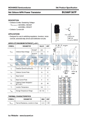 BU306F datasheet - isc Silicon NPN Power Transistor