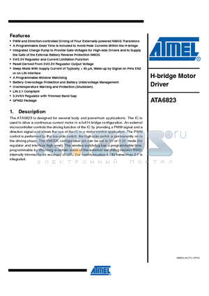 ATA6823 datasheet - H-bridge Motor Driver