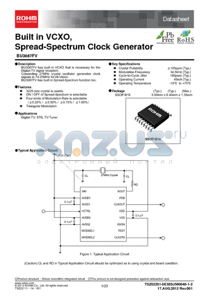 BU3087FV-E datasheet - Built in VCXO,Spread-Spectrum Clock Generator