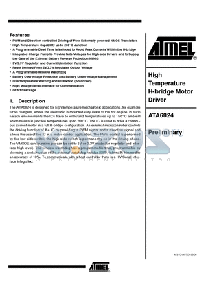 ATA6824 datasheet - High Temperature H-bridge Motor Driver