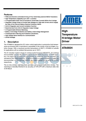 ATA6824 datasheet - High Temperature H-bridge Motor Driver