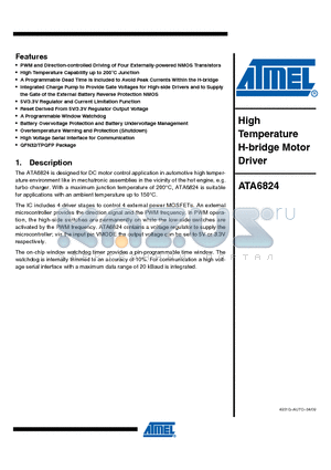 ATA6824 datasheet - High Temperature H-bridge Motor Driver