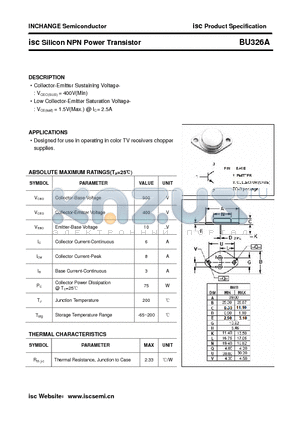 BU326A datasheet - isc Silicon NPN Power Transistor