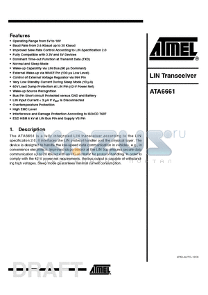 ATA6661_06 datasheet - LIN Transceiver
