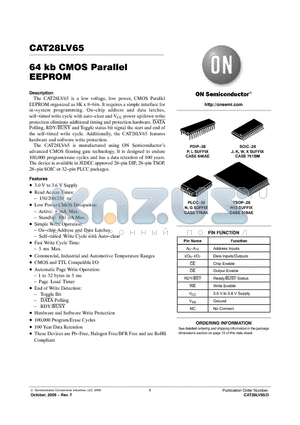 CAT28LV65H13A25T datasheet - 64 kb CMOS Parallel EEPROM