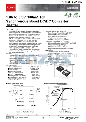 BU34DV7NUX-E2 datasheet - 1.8V to 5.5V, 300mA 1ch Synchronous Boost DC/DC Converter