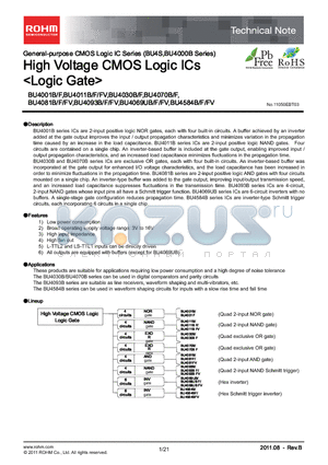 BU4001B datasheet - High Voltage CMOS Logic ICs <Logic Gate>