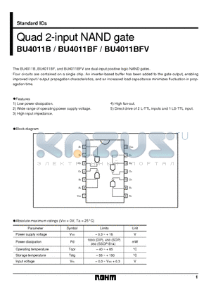 BU4011BFV datasheet - Quad 2-input NAND gate