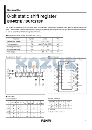 BU4021BF datasheet - 8-bit static shift register