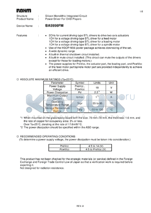 BA5956FM datasheet - Power Driver For DVD Players