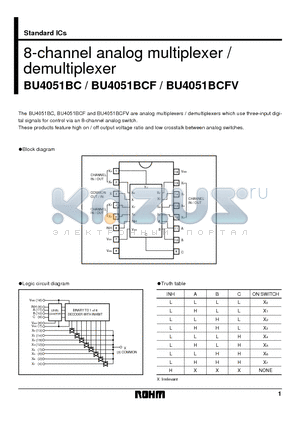 BU4051BCF datasheet - 8-channel analog multiplexer / demultiplexer