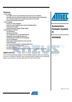 ATA6842 datasheet - Automotive Failsafe System IC