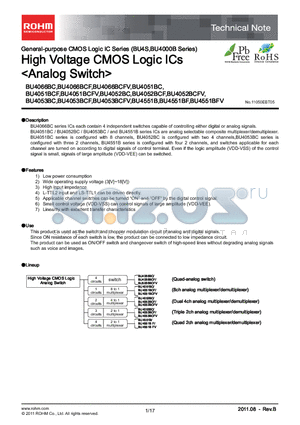 BU4052BCF-E2 datasheet - High Voltage CMOS Logic ICs <Analog Switch>