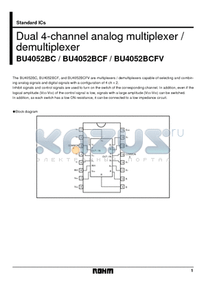 BU4052BCF datasheet - Dual 4-channel analog multiplexer / demultiplexer