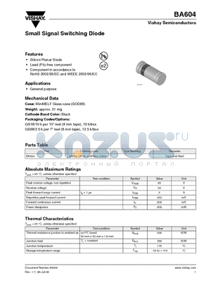 BA604_08 datasheet - Small Signal Switching Diode