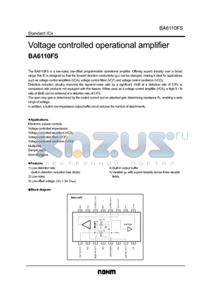 BA6110 datasheet - Voltage controlled operational amplifier