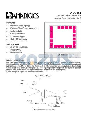 ATA7602 datasheet - 10GB/s Offset Control TIA