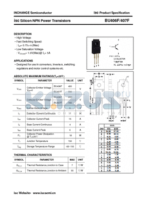 BU406F datasheet - isc Silicon NPN Power Transistors