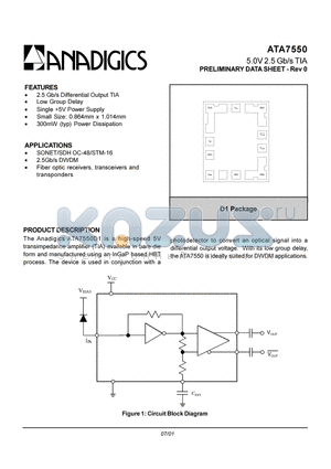 ATA7550 datasheet - 5.0V 2.5Gb/s TIA