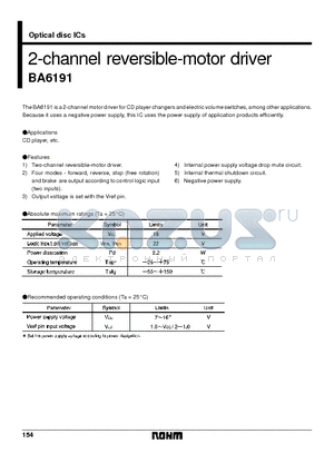BA6191 datasheet - 2-channel reversible-motor driver