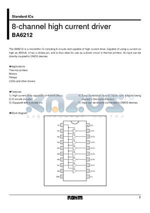 BA6212 datasheet - 8-channel high current driver