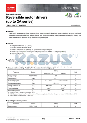 BA6219BFP-Y datasheet - Reversible motor drivers (up to 2A series)