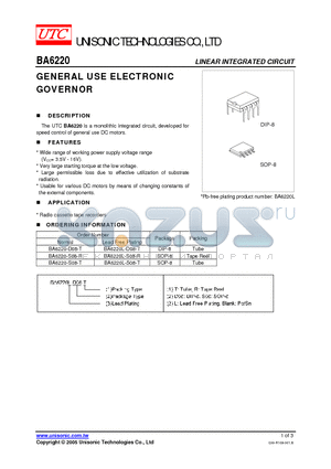 BA6220-S08-R datasheet - GENERAL USE ELECTRONIC GOVERNOR