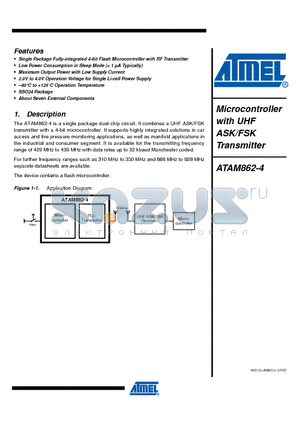 ATAM862X-TNSYZF datasheet - Microcontroller with UHF ASK/FSK Transmitter