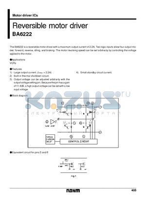 BA6222 datasheet - Reversible motor driver