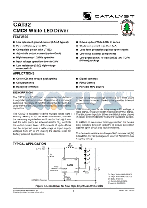 CAT32 datasheet - CMOS White LED Driver