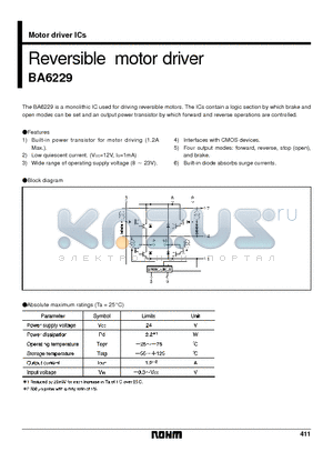 BA6229 datasheet - Reversible motor driver