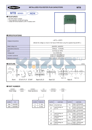 400MTB394 datasheet - METALLIZED POLYESTER FILM CAPACITORS