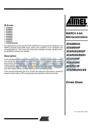 ATAR090890H datasheet - MARC4 4-bit Microcontrollers